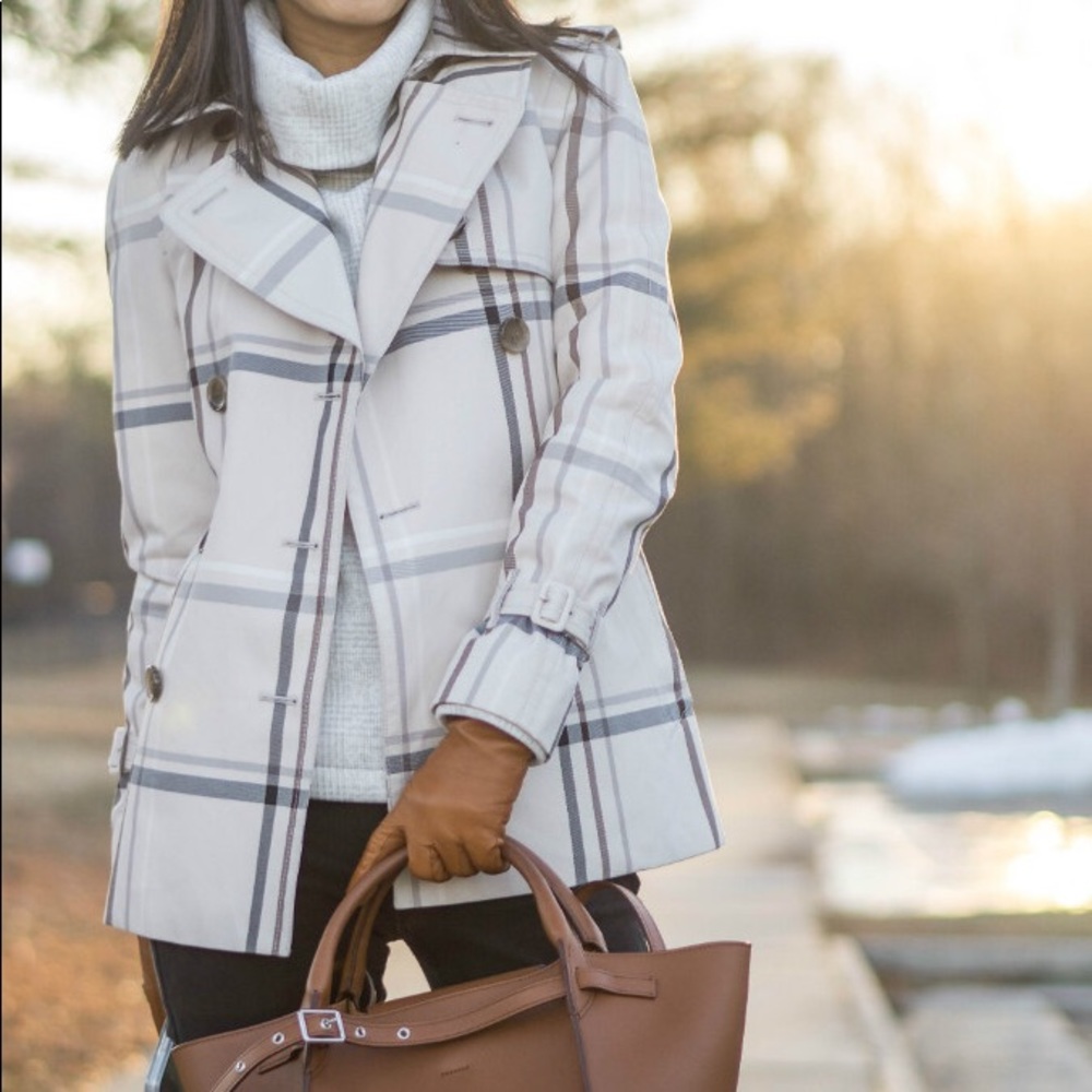COACH Tattersall Short Trench Coat